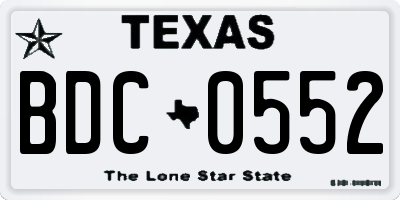 TX license plate BDC0552