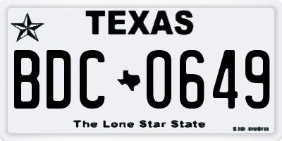 TX license plate BDC0649