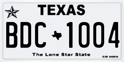 TX license plate BDC1004