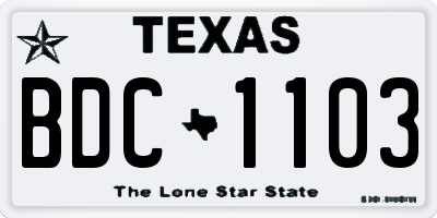 TX license plate BDC1103