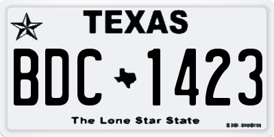 TX license plate BDC1423