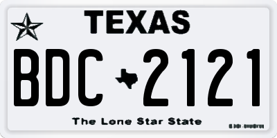 TX license plate BDC2121