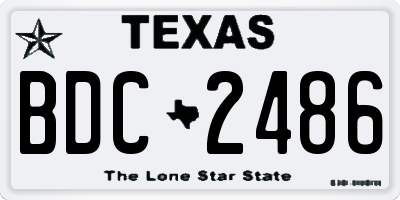 TX license plate BDC2486