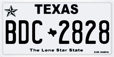 TX license plate BDC2828