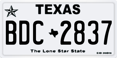TX license plate BDC2837