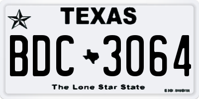 TX license plate BDC3064