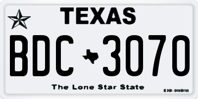 TX license plate BDC3070