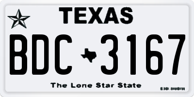 TX license plate BDC3167