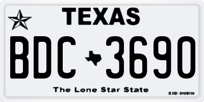 TX license plate BDC3690