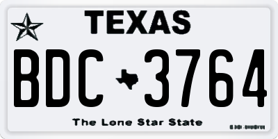 TX license plate BDC3764