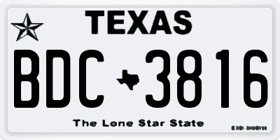 TX license plate BDC3816