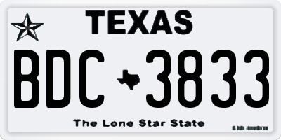 TX license plate BDC3833