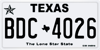 TX license plate BDC4026