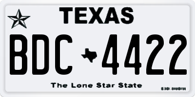 TX license plate BDC4422