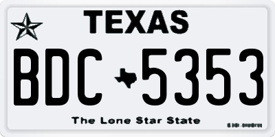 TX license plate BDC5353