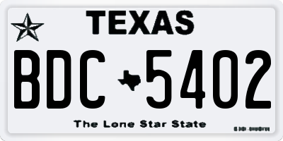 TX license plate BDC5402
