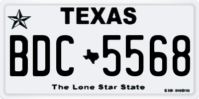 TX license plate BDC5568