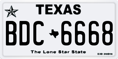 TX license plate BDC6668