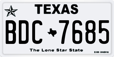 TX license plate BDC7685