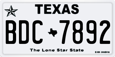 TX license plate BDC7892