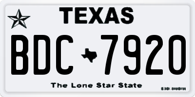 TX license plate BDC7920
