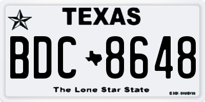 TX license plate BDC8648
