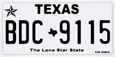 TX license plate BDC9115