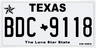 TX license plate BDC9118