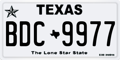 TX license plate BDC9977
