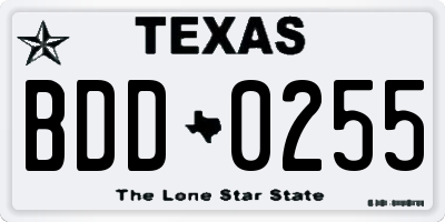 TX license plate BDD0255