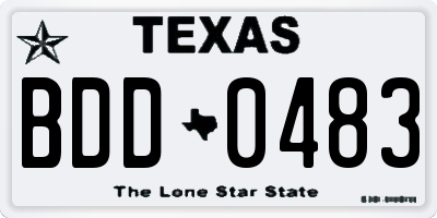 TX license plate BDD0483