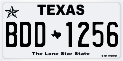 TX license plate BDD1256