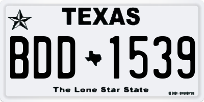 TX license plate BDD1539