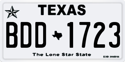 TX license plate BDD1723