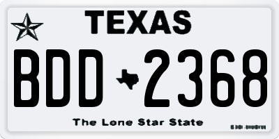 TX license plate BDD2368