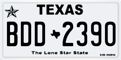 TX license plate BDD2390