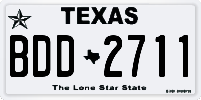 TX license plate BDD2711
