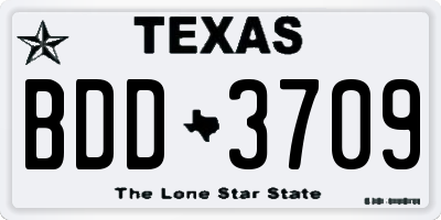 TX license plate BDD3709