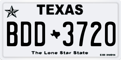 TX license plate BDD3720