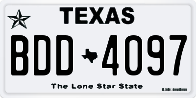 TX license plate BDD4097