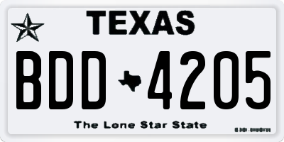 TX license plate BDD4205