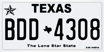 TX license plate BDD4308