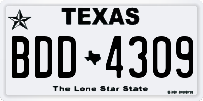TX license plate BDD4309