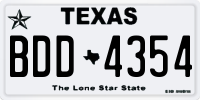 TX license plate BDD4354