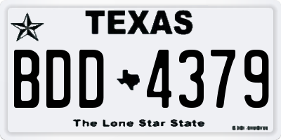 TX license plate BDD4379
