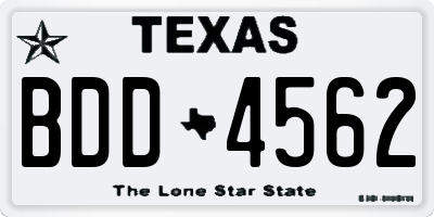 TX license plate BDD4562