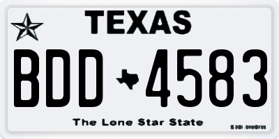 TX license plate BDD4583