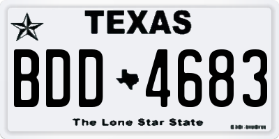 TX license plate BDD4683