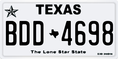 TX license plate BDD4698