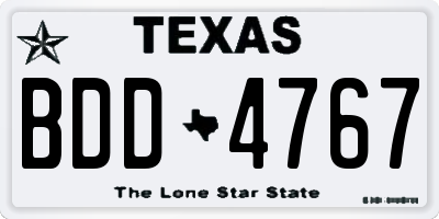 TX license plate BDD4767